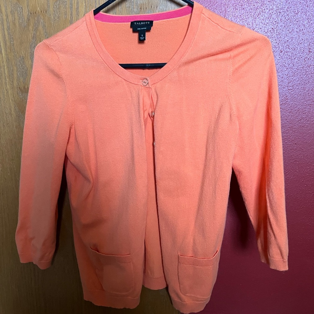 Talbots Women's Orange Cardigan Sweater